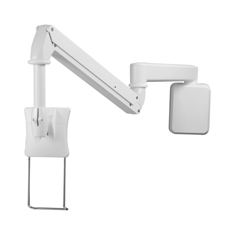 ARES-7321I is a medical grade wall-mounted arm with VESA standard holes that can be moved horizontally.